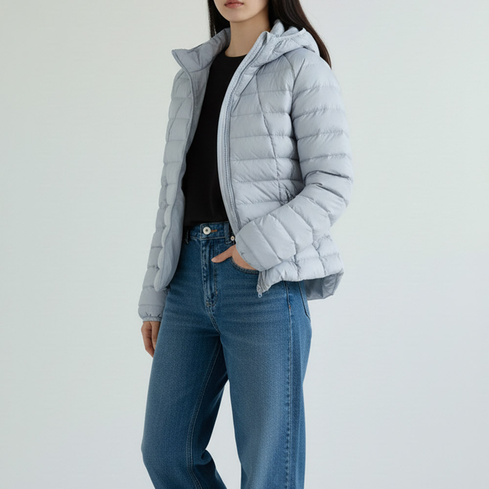 후드형 경량패딩 패커블 덕다운 깔깔이 퀄팅 누빔 가벼운 후드점퍼 이미지 6