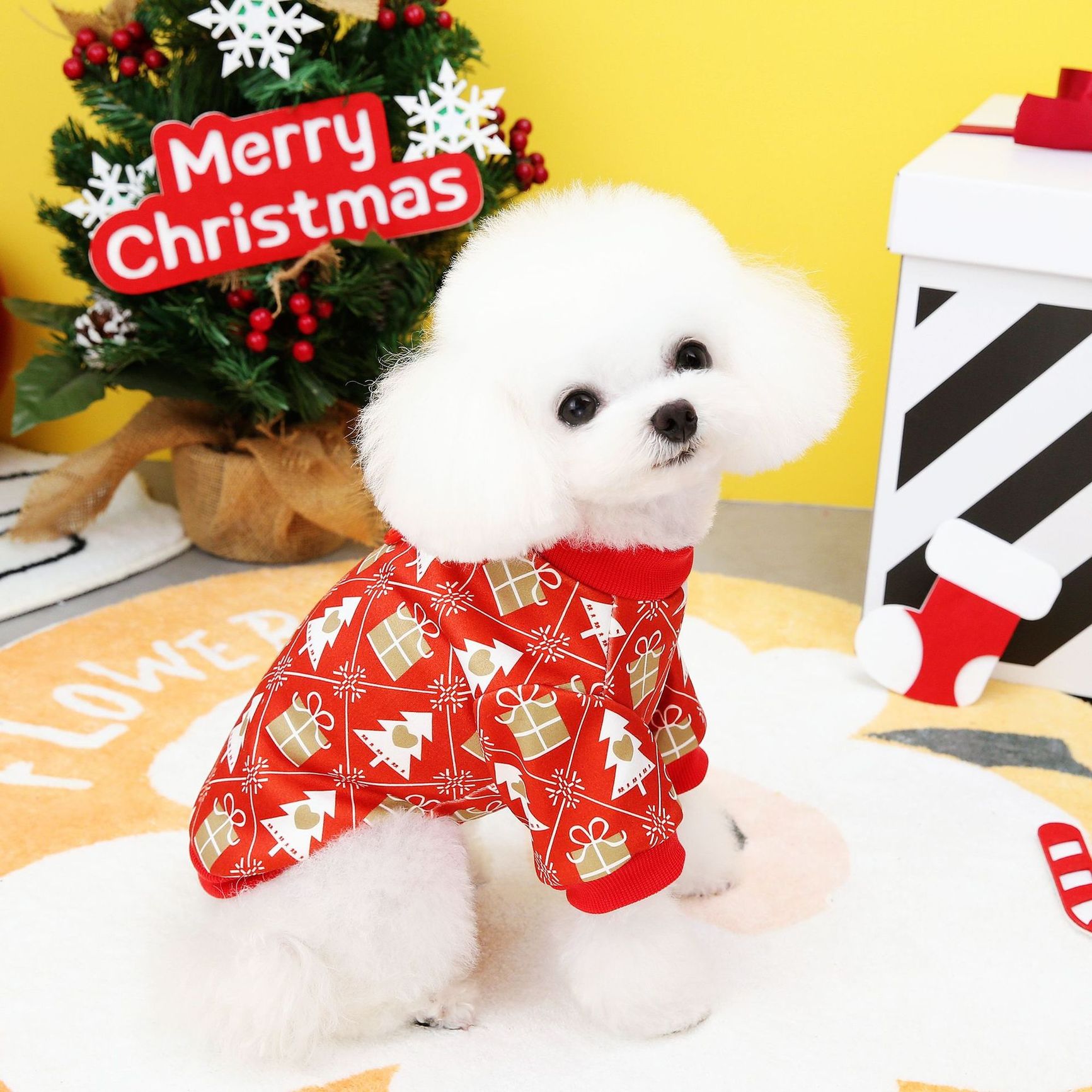고양이 강아지 크리스마스 코스튬 파티복 겨울  레드 S - 상세 이미지 4