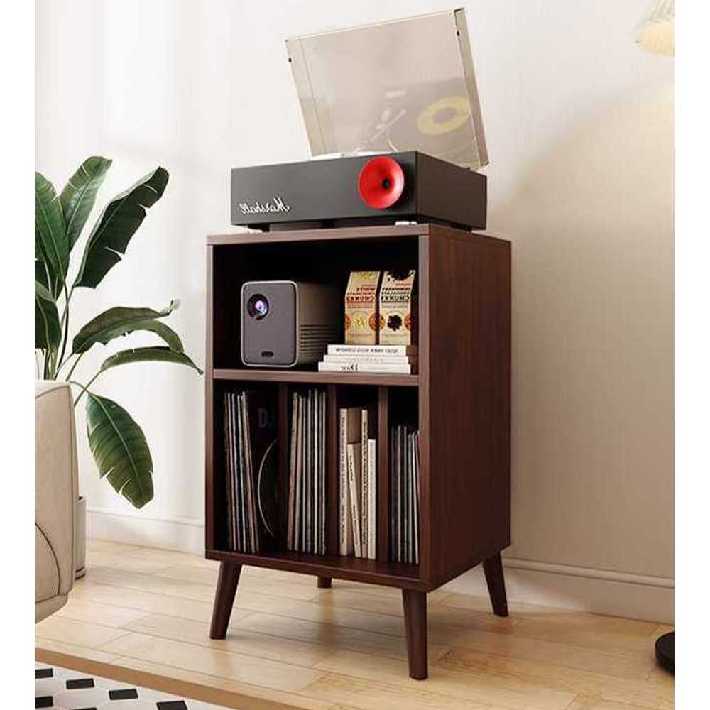 레코드판 진열장 LP 수납장 거실 장식 인테리어 랙 월넛 48x40x83 - 상품 이미지