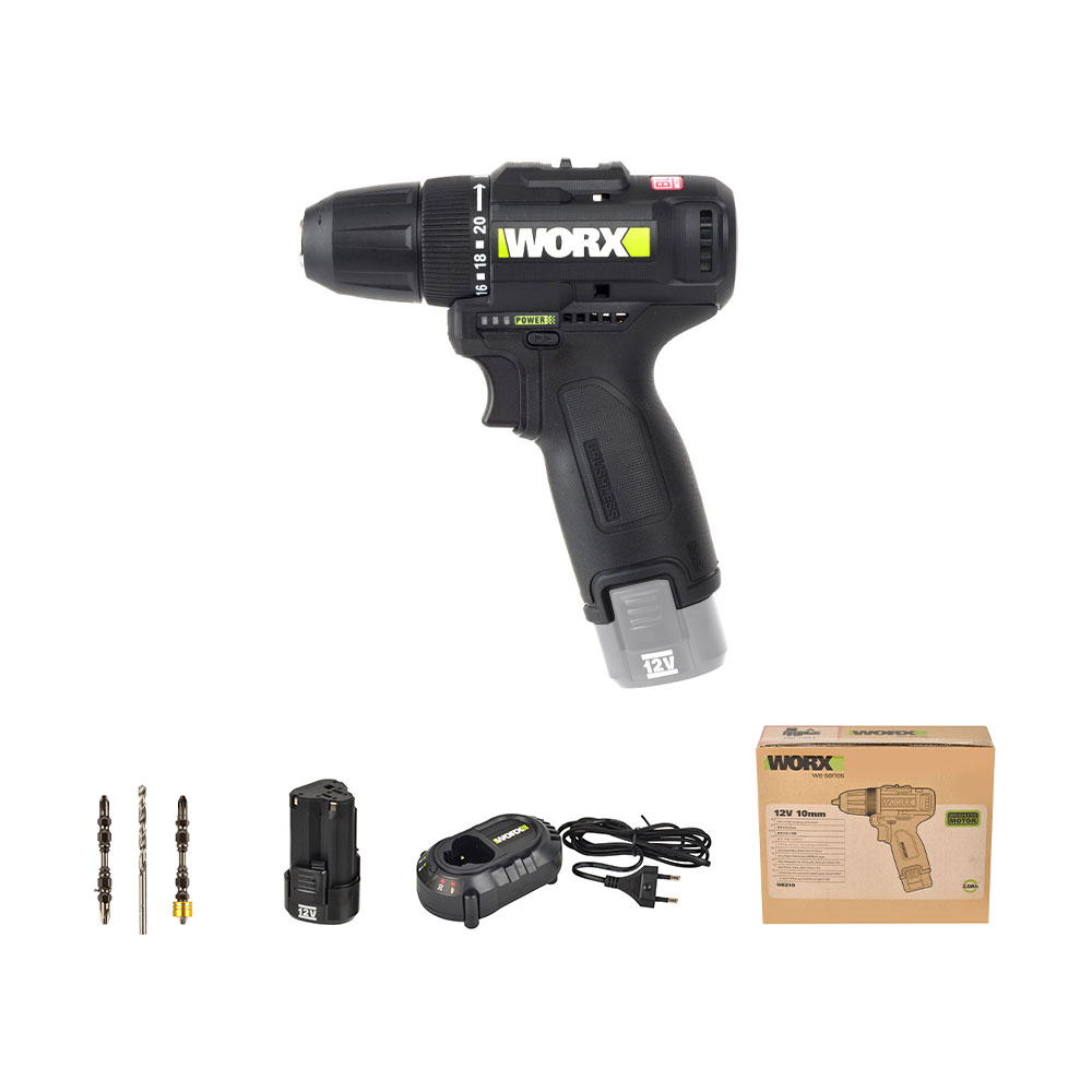 웍스 충전 드릴 드라이버 전동 12V 2.0Ah 배터리 1개 BL WE210 제품 이미지