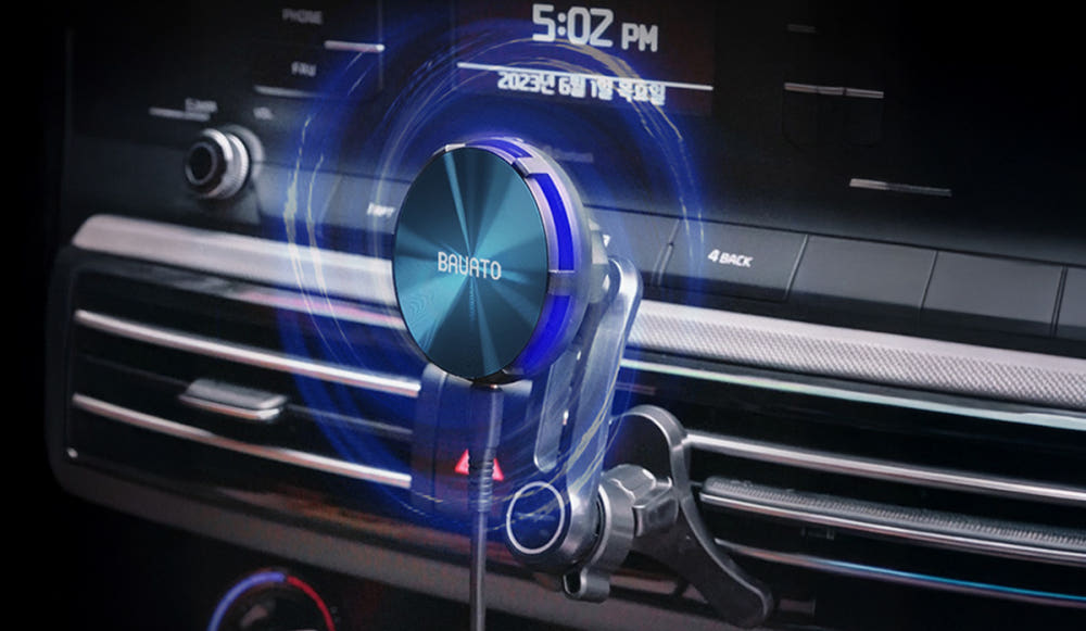 차량용 맥세이프 충전기 무선 갤럭시 폴드6 차량용 거치대 벤츠 쏘렌토 카니발 핸드폰거치대 : 바우아토