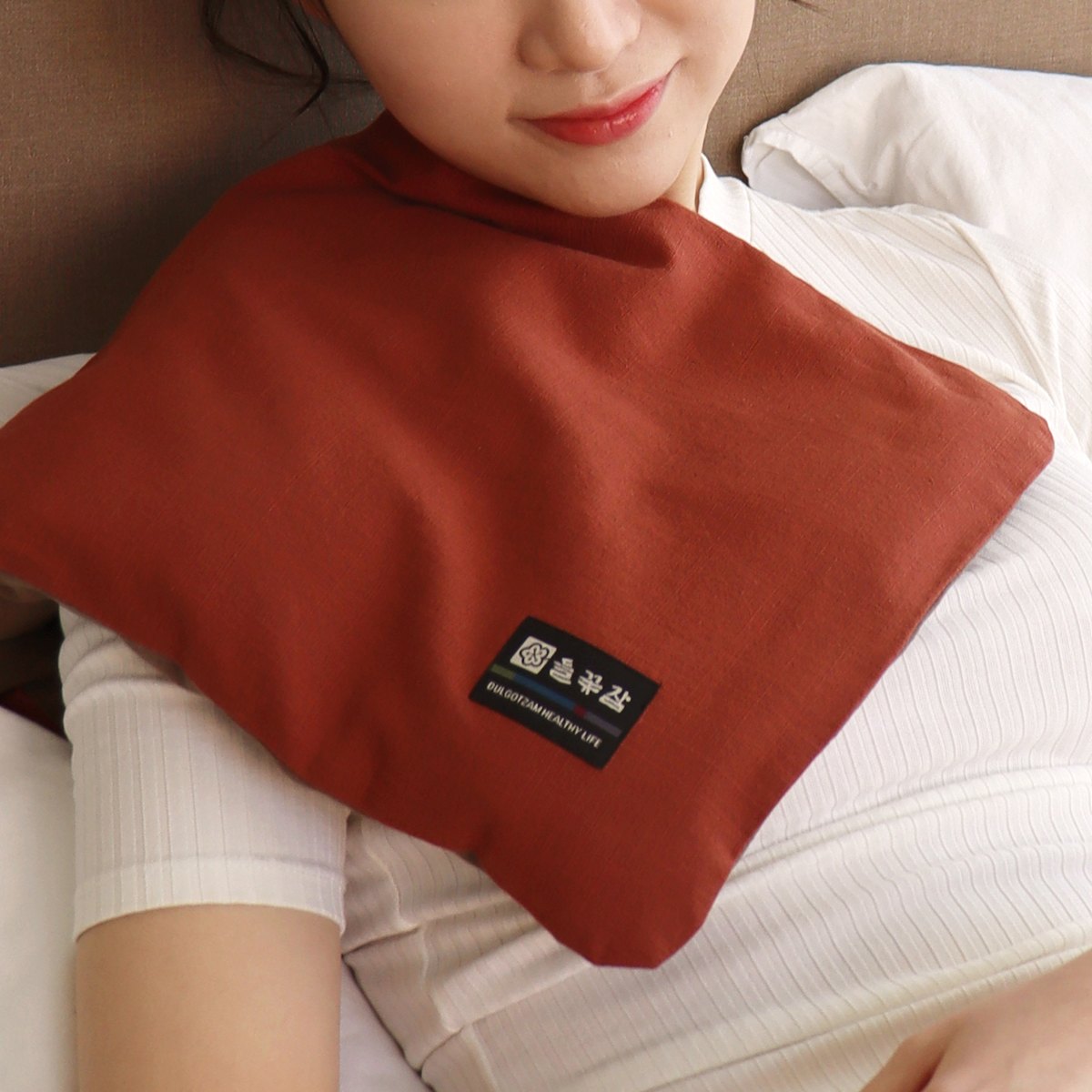 들꽃잠 전신 찜질팩 멀티형 허리 배 등 어깨 복부 임산부 생리 팥 다크레드, 1개 - 상세 이미지 3