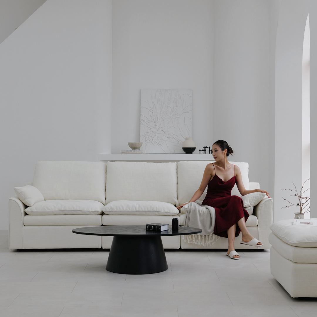 자야캠핑 반타 1719 애쉬원목 타원형 블랙 소파 거실테이블