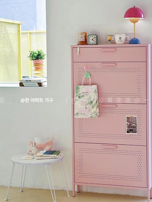 원룸 수납장 신발장 다용도 정리장 인테리어 내구성 강판 아파트 물품 보관 그린 655mm 완제품 - 상세 이미지 3