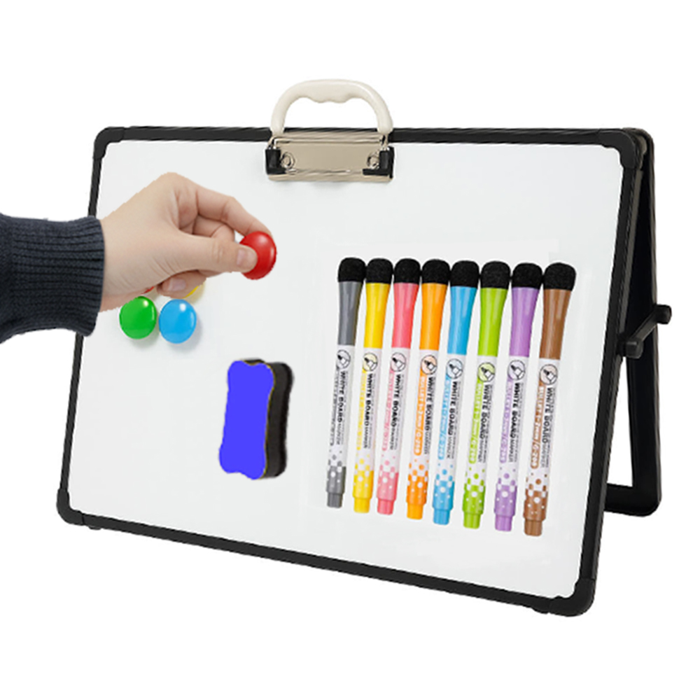 문구백서 양면 미니 화이트보드 클립보드 이동식 자석 칠판 메모 스탠드 탁상용 제품 이미지