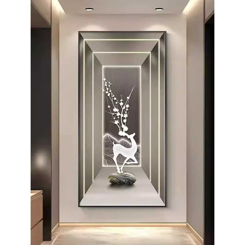 풍수 액자 LED 조명 무드등 거실 인테리어 장식품 A형 60x120cm + 블랙 - 상세 이미지 2