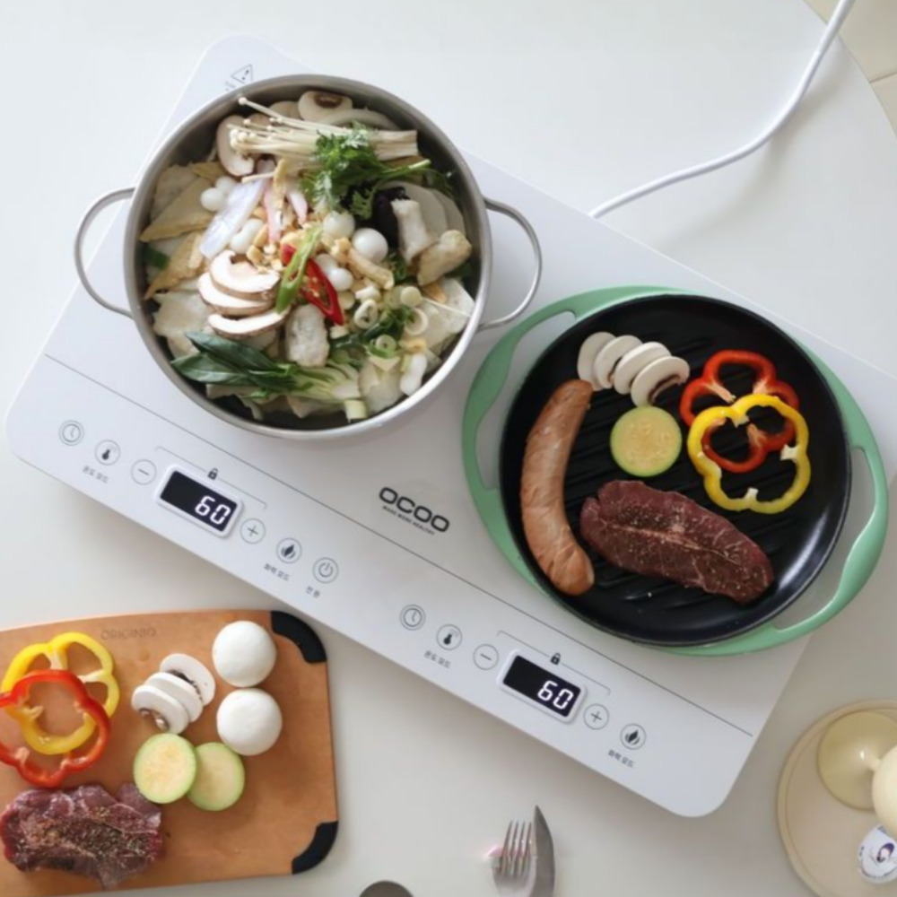 [25년 화이트 신상] 오쿠 프리미엄 2구 인덕션 OCC-IH2100W