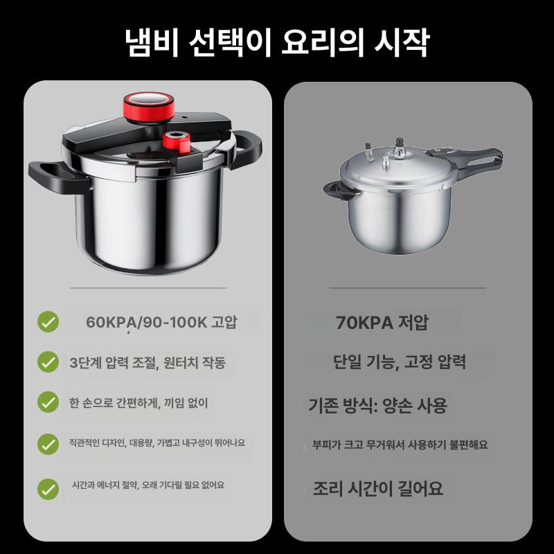 냄비 저압냄비 양수 볶음 주방 무쇠 키친아트 세라믹 저압 솥 파스타 압력솥 실버 6L 고압솥 - 상세 이미지 3