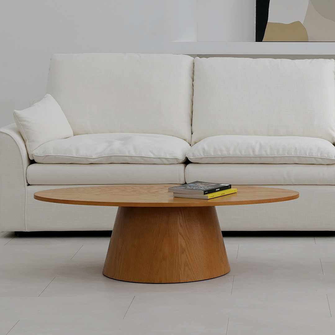 자야캠핑 반타 1719 애쉬원목 타원형 브라운 소파 거실테이블