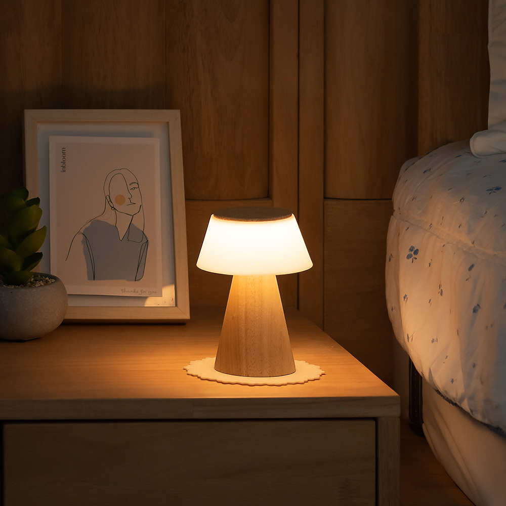 플라이토 모카우드 인테리어 LED 무드등 간접조명 C타입 충전식 미니 테이블 탁상 침실등