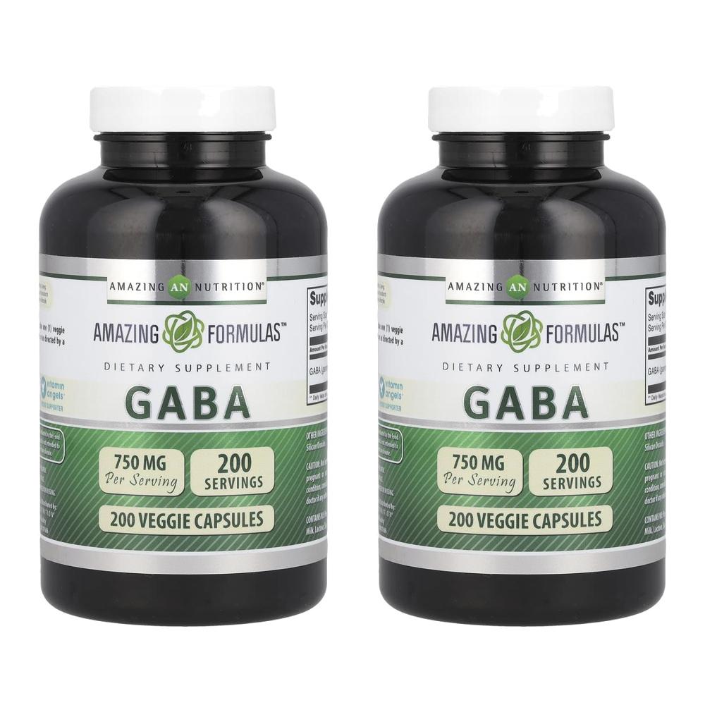 어메이징뉴트리션 가바 GABA 750mg 베지캡슐 200정 (2개) - 상품 이미지