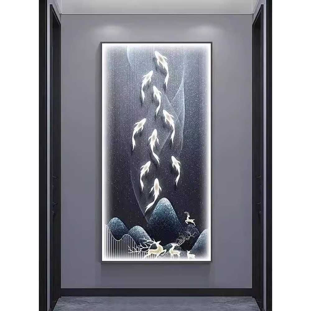 LED 조명 풍수 액자 인테리어 벽걸이 무드등 소품 A형 70x140cm + 블랙프레임 - 상세 이미지 4
