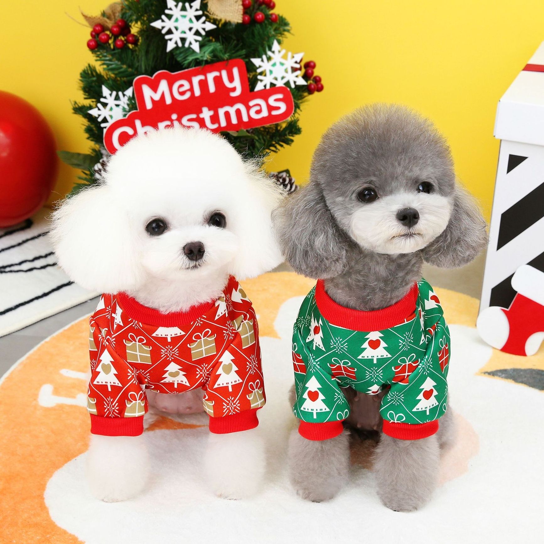 고양이 강아지 크리스마스 코스튬 파티복 겨울  레드 S - 상세 이미지 3