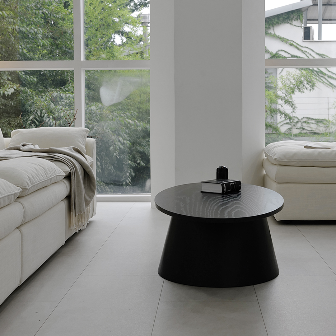 자야캠핑 반타 1719 애쉬원목 타원형 블랙 소파 거실테이블