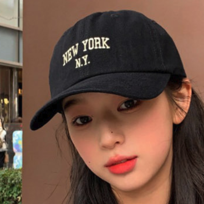 NY 자수 캡모자 캐주얼 블랙 야구모자 - 상품 이미지
