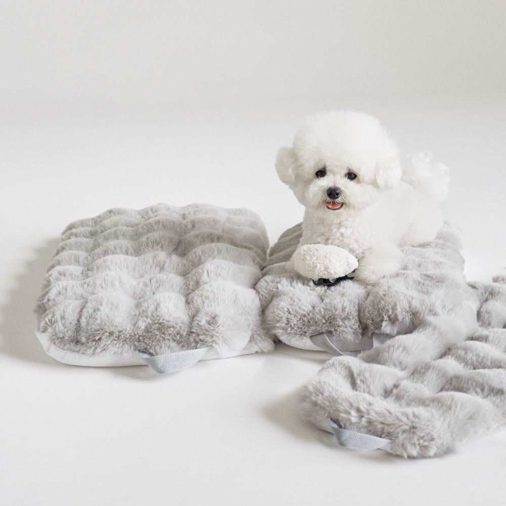 몽글몽글 밍크 라떼 강아지 유모차 말랑 방석 쿠션 M (솜+커버 세트)