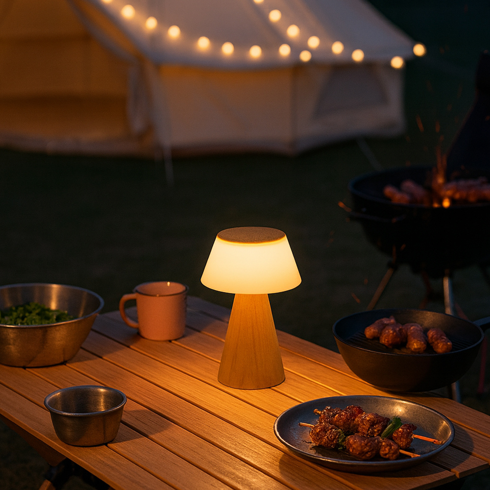 플라이토 모카우드 인테리어 LED 무드등 간접조명 C타입 충전식 미니 테이블 탁상 침실등