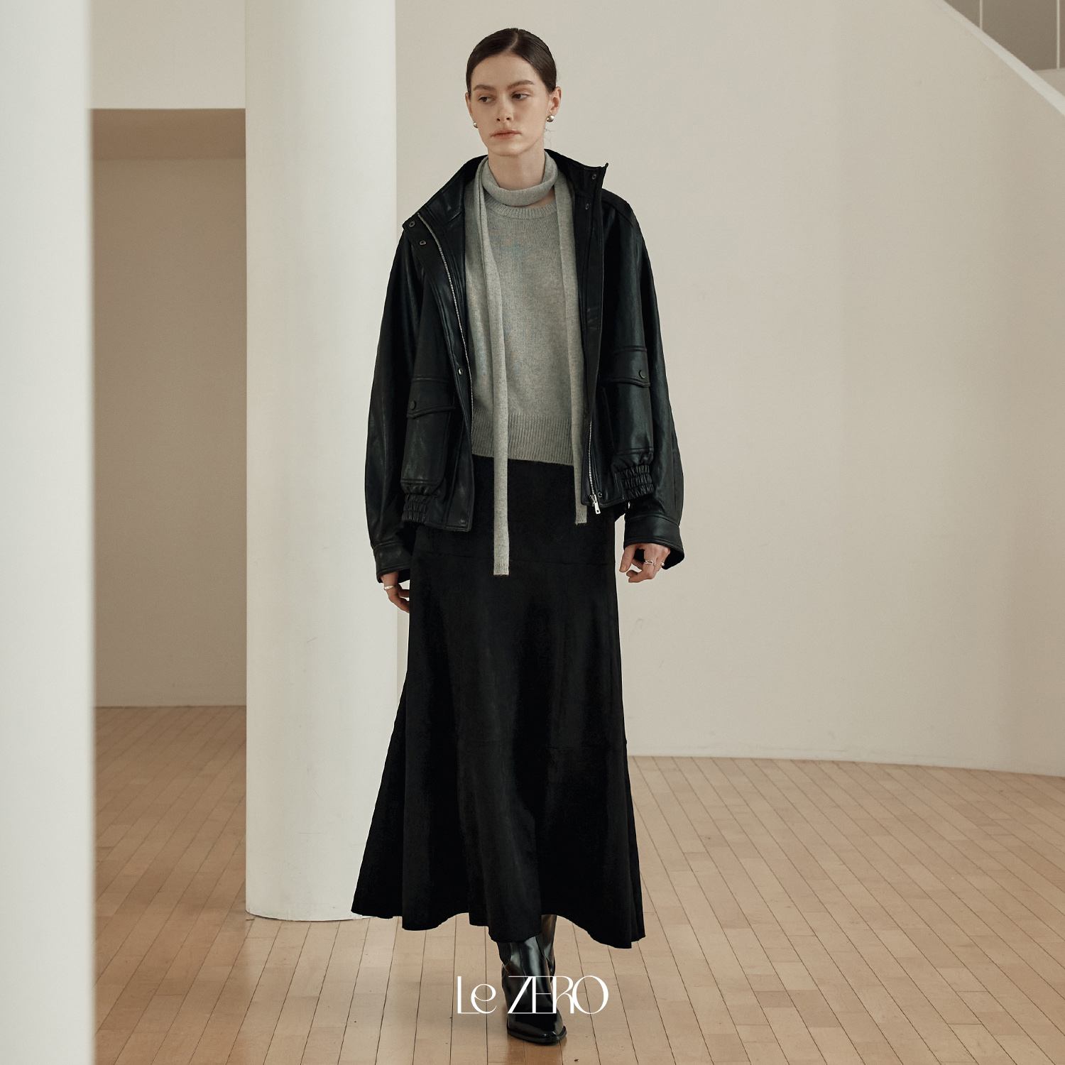 [제로스트릿] [2컬러] 르제로 반팔 앙고라 머플러 세트 LeZERO SHORT-SLEEVE ANGORA MUFFLER SET - 상세 이미지 2