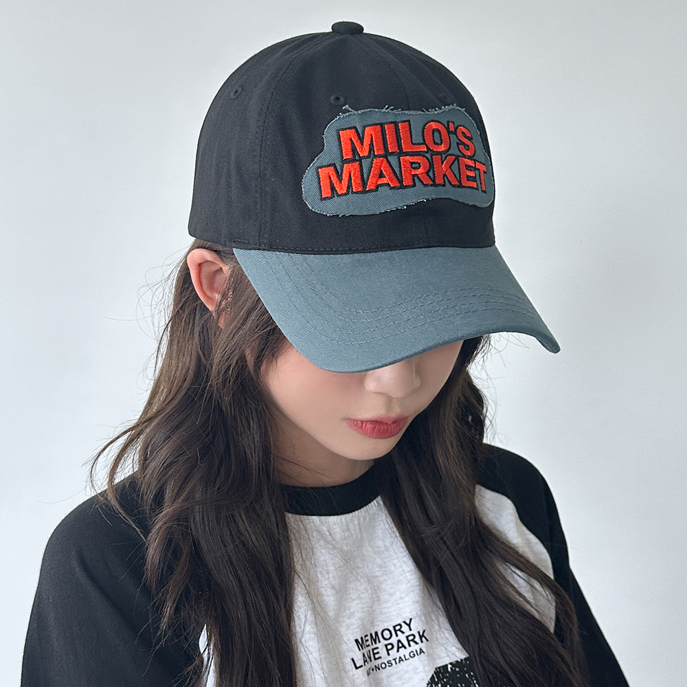 MILO's 아플리케 투톤 이니셜 레터링 볼캡 야구모자 - 상품 이미지