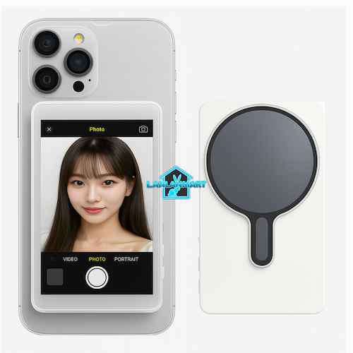 후면 모니터 셀카 맥세이프 셀피 촬영 미러링 사용 브이로그 화이트 1개 - 상세 이미지 5