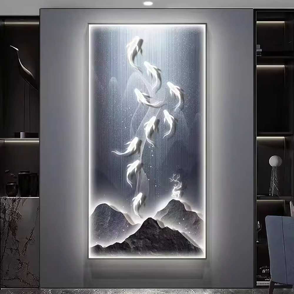 LED 조명 풍수 액자 인테리어 벽걸이 무드등 소품 A형 70x140cm + 블랙프레임 이미지 6