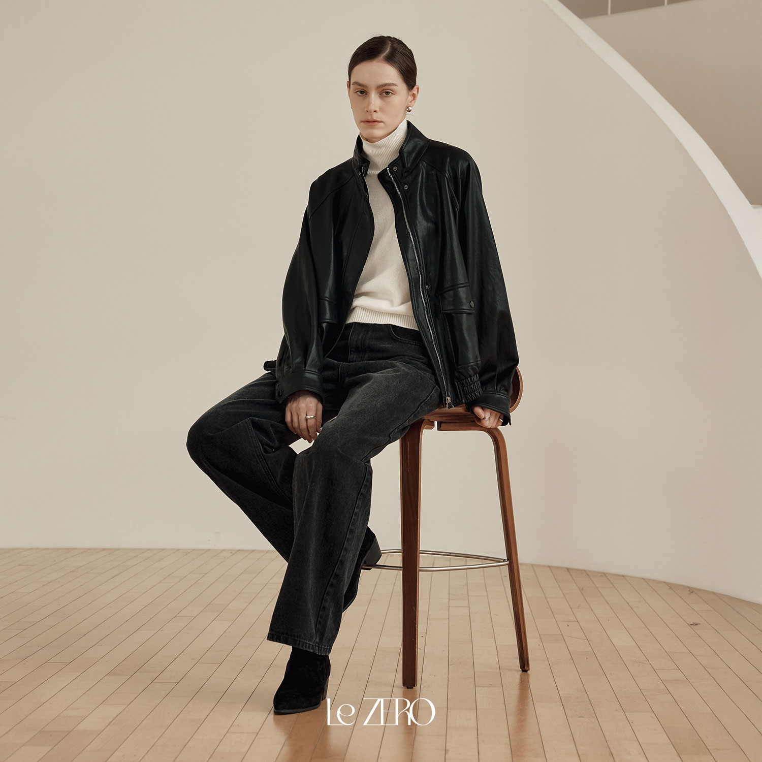 [제로스트릿] 르제로 오버핏 레더 자켓 LeZERO OVERFIT LEATHER JACKET / BLACK 이미지 2