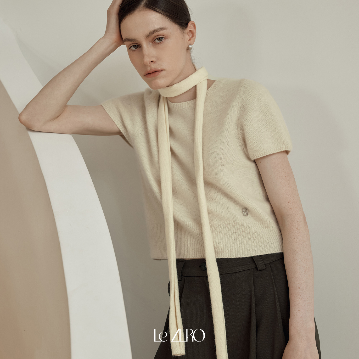 [제로스트릿] [2컬러] 르제로 반팔 앙고라 머플러 세트 LeZERO SHORT-SLEEVE ANGORA MUFFLER SET - 상세 이미지 4
