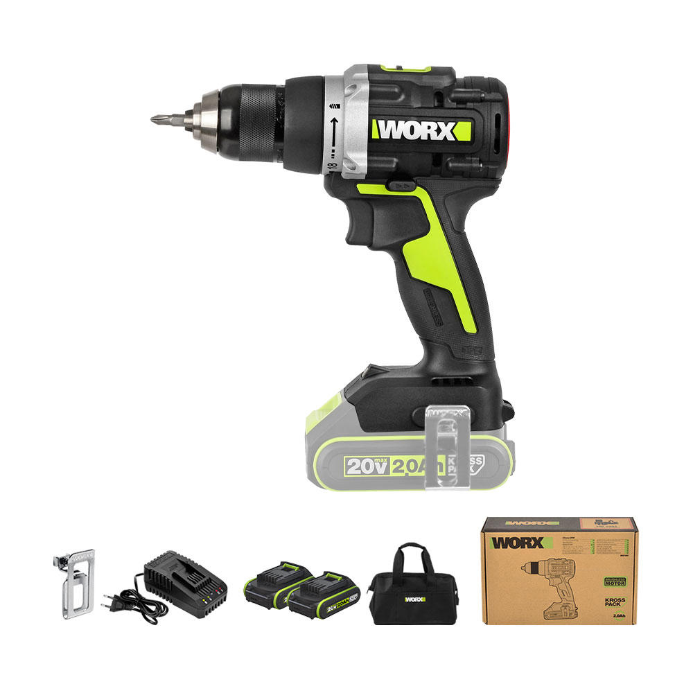 웍스 충전 드릴 드라이버 전동 20V 2.0Ah 배터리2개 BL WU186