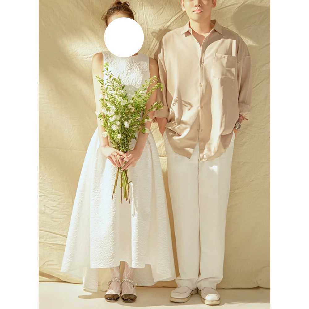 브라이덜 샤워 투피스 파티 드레스 이벤트 의상 웨딩 화이트 + XS - 상세 이미지 3