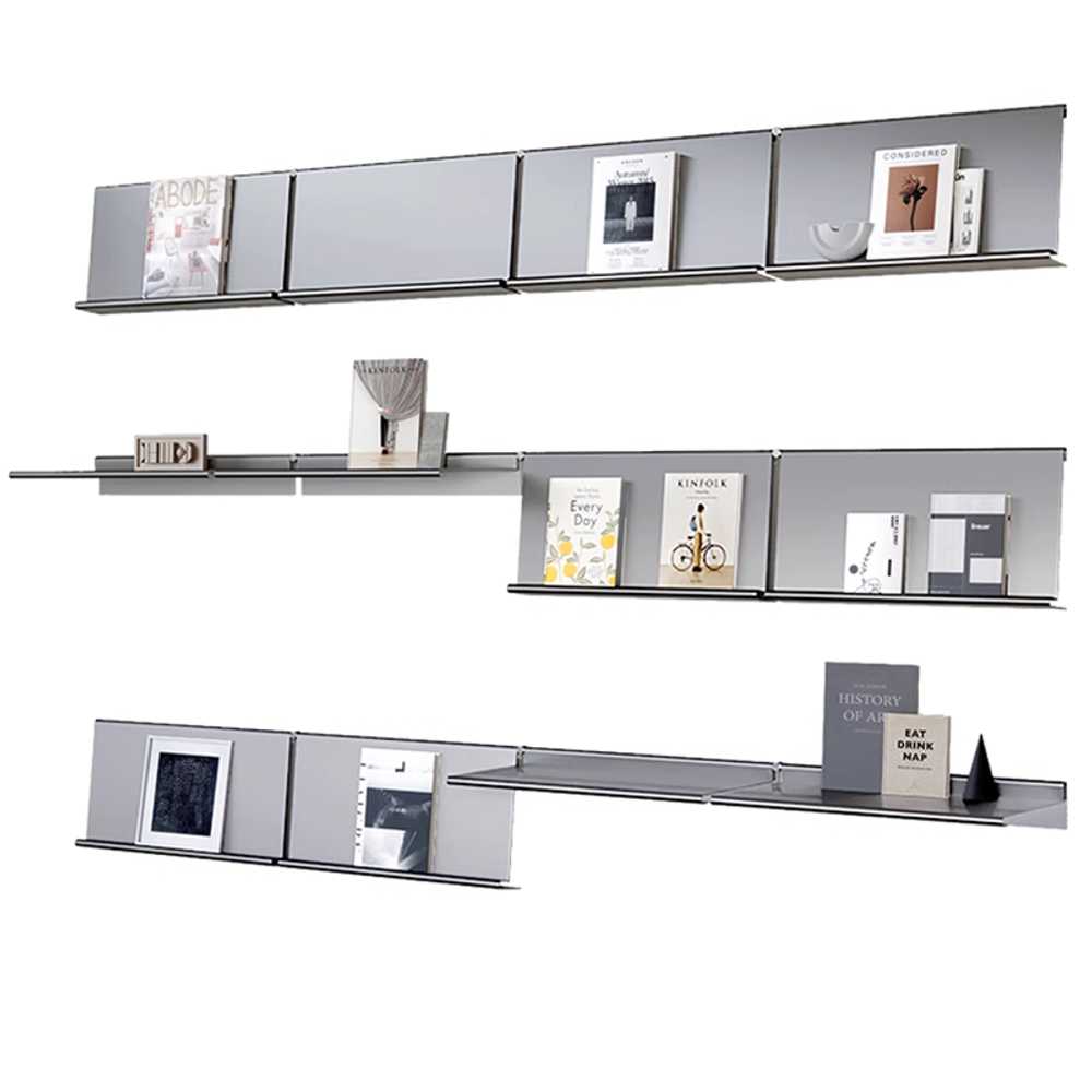스테인리스 벽선반 진열대 책장 인테리어 수납 장식 3열 3단(선반 9개) + 170x100cm - 상세 이미지 2