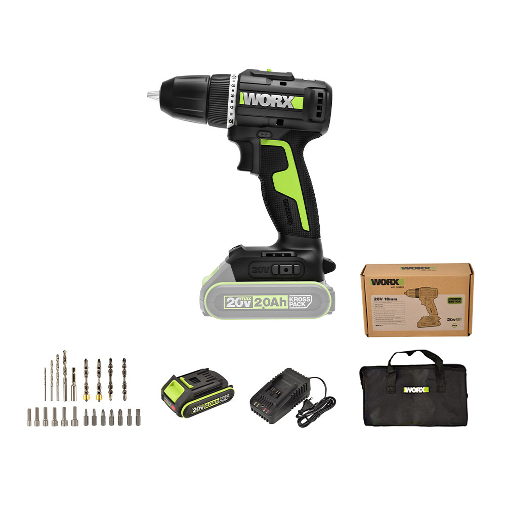 웍스 충전드릴 전동 세트 20V 2.0AH BL WE212.1D