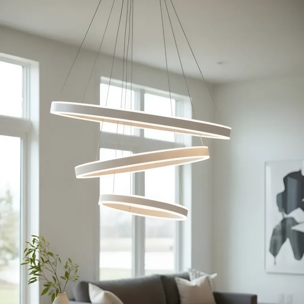 오르빗 듀얼 LED 3단 링 펜던트 230W 아크릴 부분점등 복층 펜트하우스 - 상세 이미지 4