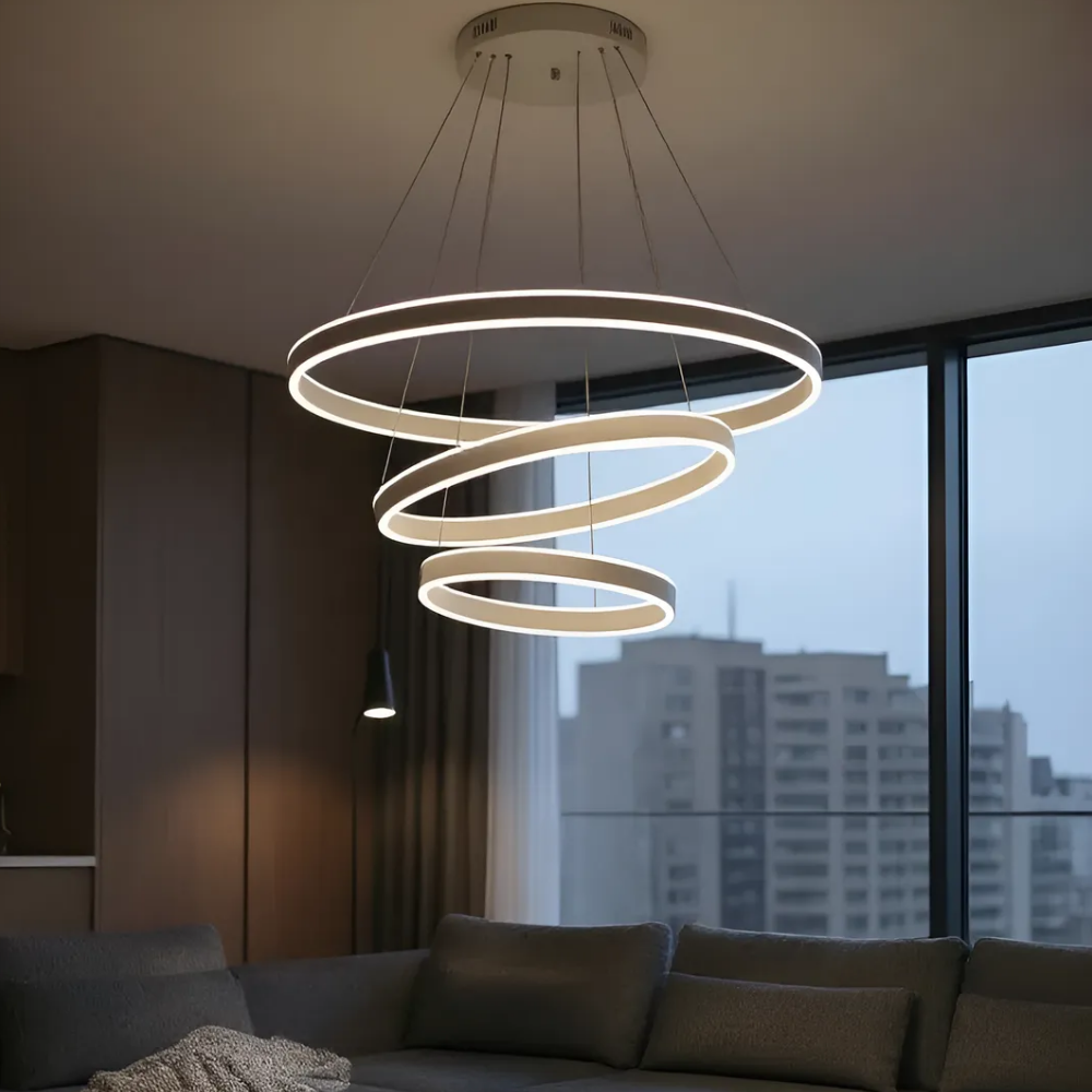 오르빗 듀얼 LED 3단 링 펜던트 230W 아크릴 부분점등 복층 펜트하우스 - 상세 이미지 2