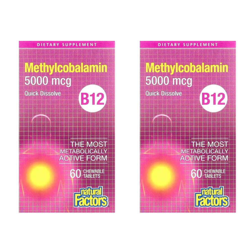 네츄럴팩터 비타민 B12 메틸코발라민 츄러블 5000mcg 60정 (2개) - 상품 이미지