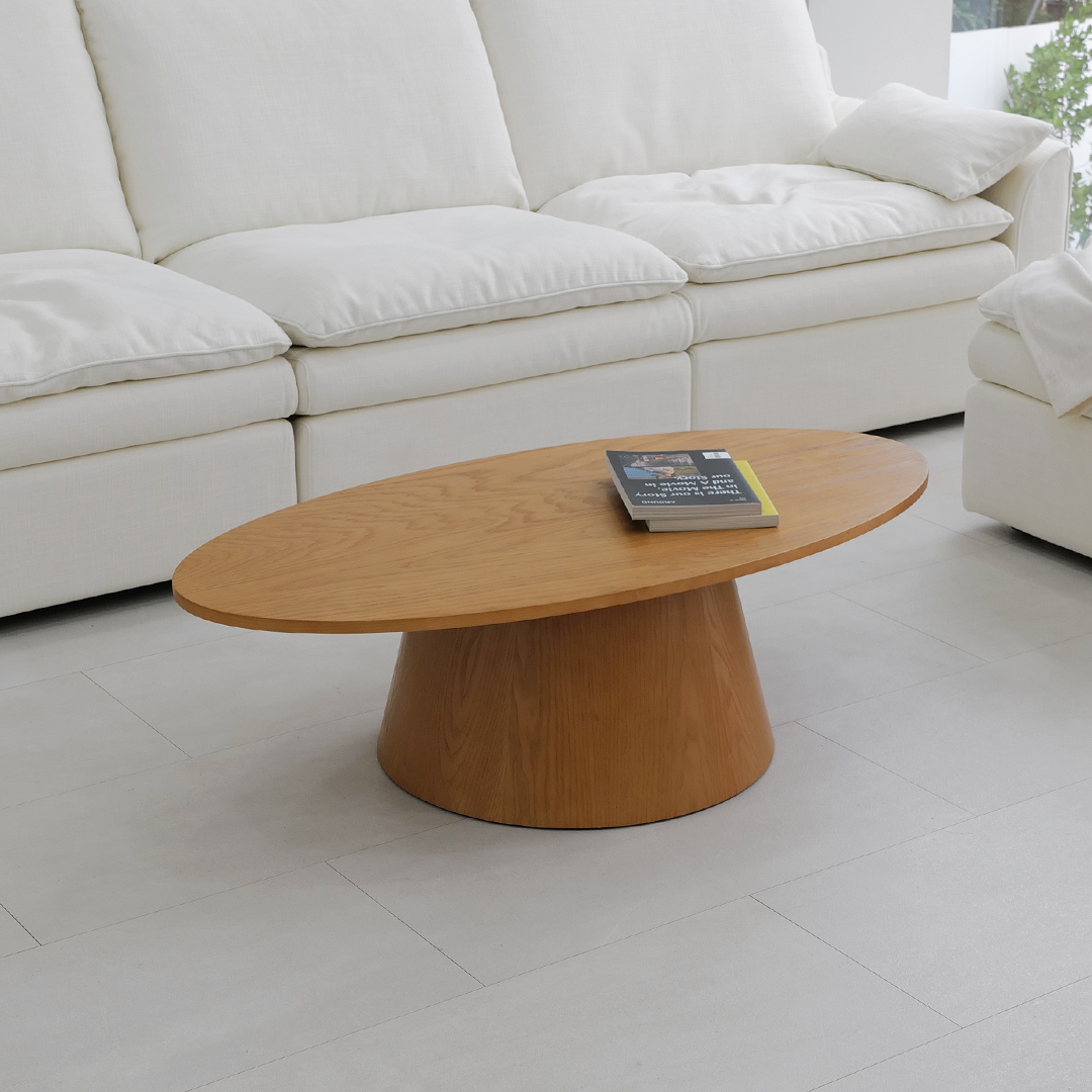 자야캠핑 반타 1719 애쉬원목 타원형 브라운 소파 거실테이블