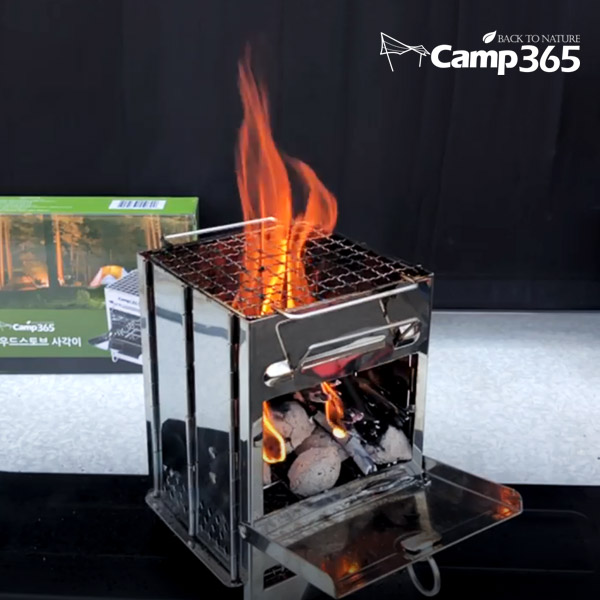 캠핑 미니 사각 우드스토브 요리화로대 불멍 가능 경량 휴대용 화목난로 백패킹화로대 미니화로대