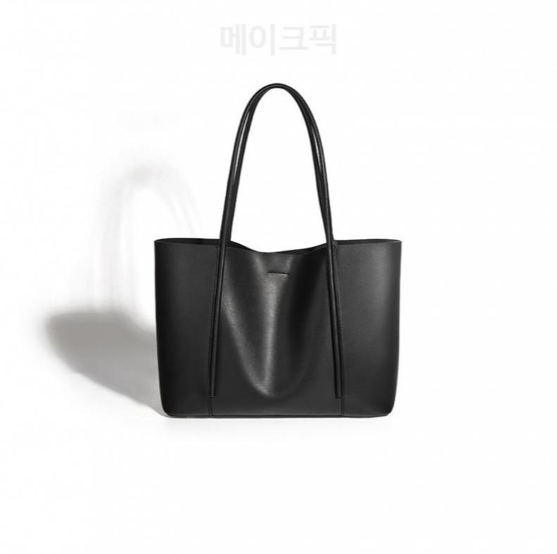 미니멀 소가죽 쇼퍼백 대용량 A4수납 직장인 오피스룩 데일리 숄더백 - 상세 이미지 4