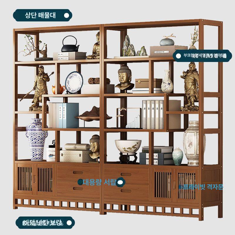 수석 진열장 도자기 서재 상패 수납 엔틱 책장 80cm 6단 클래식 - 상세 이미지 5