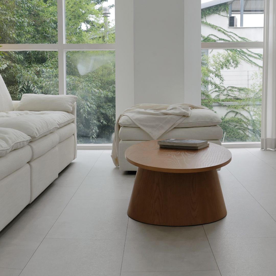 자야캠핑 반타 1719 애쉬원목 타원형 브라운 소파 거실테이블