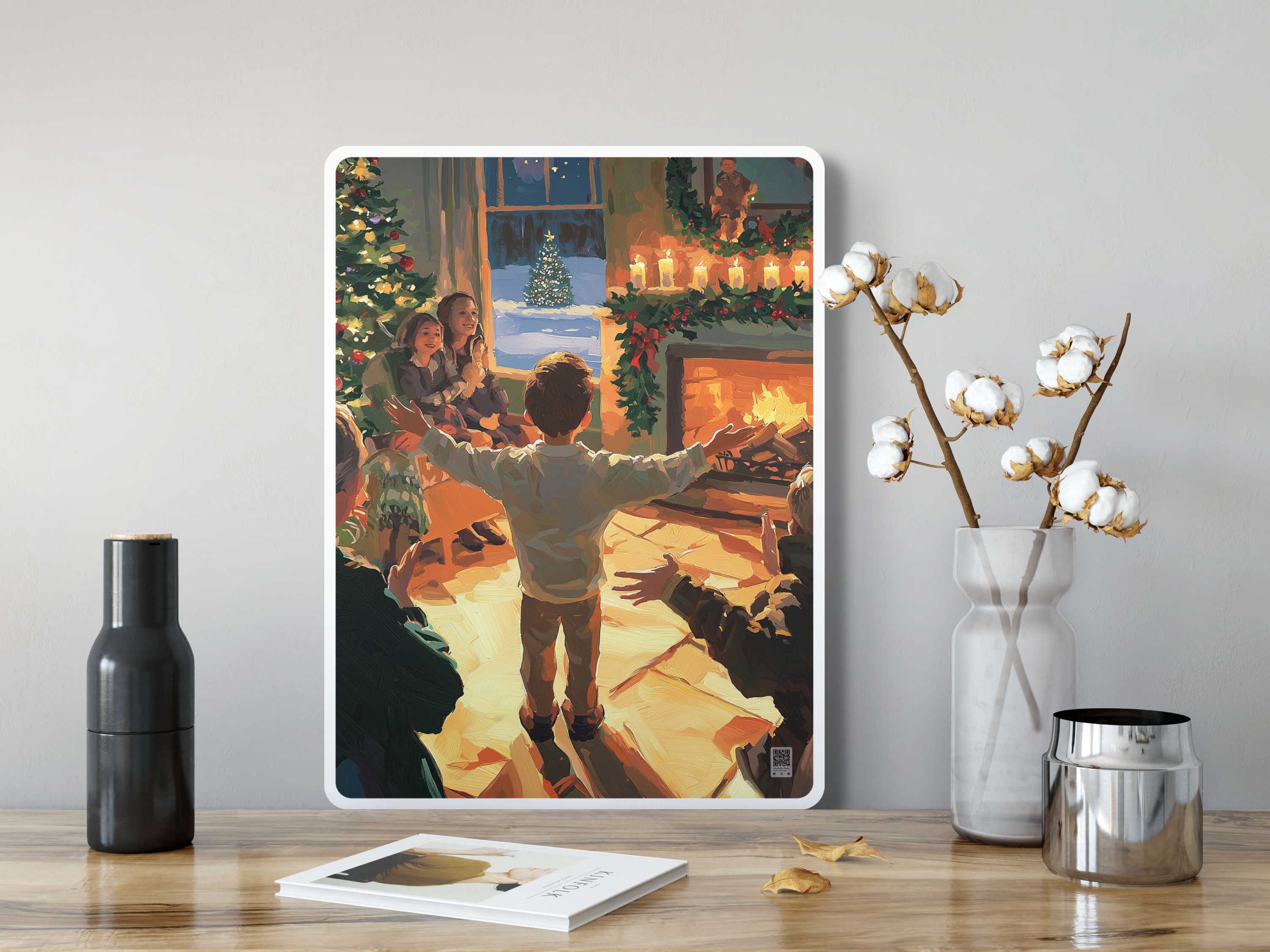 액자테이블 카페 식탁 틈새 소형 싱글 찻상 크리스마스 캐롤