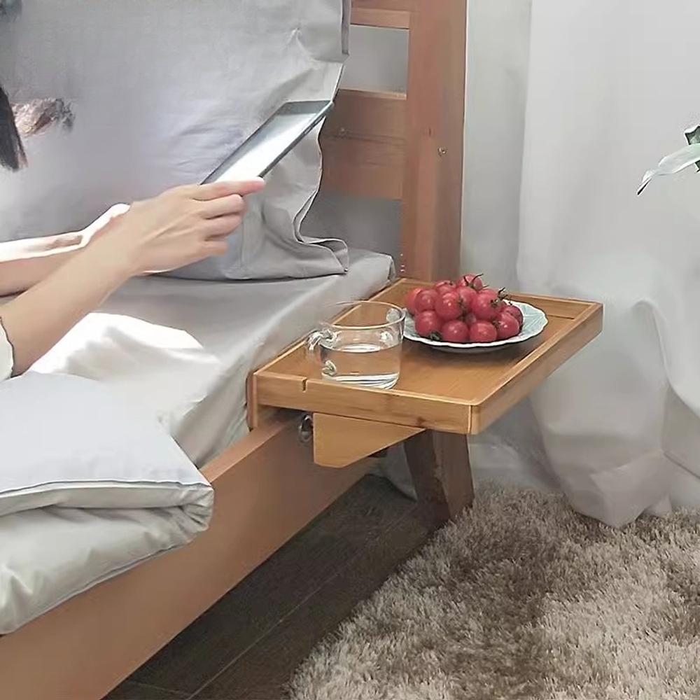 침대 수납 걸이 선반 거치대 다용도 사이드협탁 수납트레이 간이테이블 원목 3단 선반 소형 - 상세 이미지 2