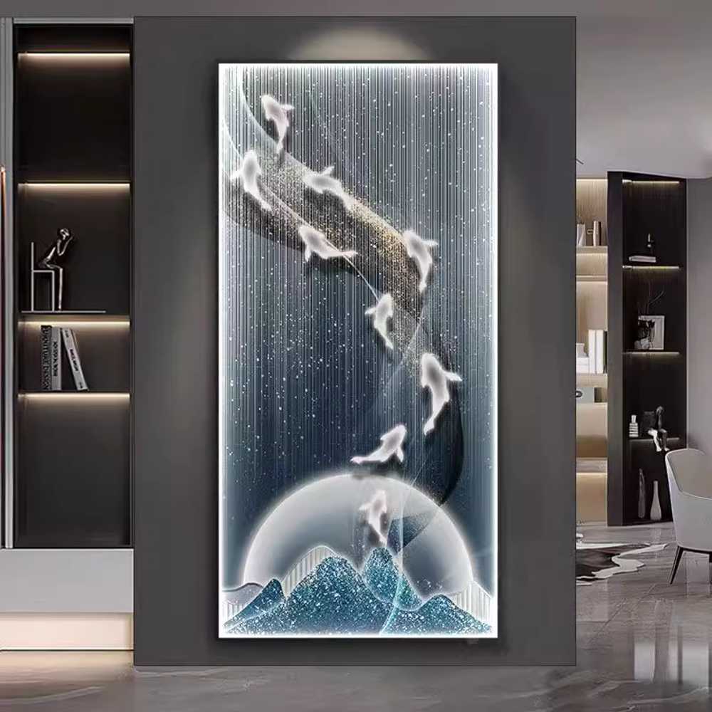 LED 조명 풍수 액자 인테리어 벽걸이 무드등 소품 A형 70x140cm + 블랙프레임 이미지 8