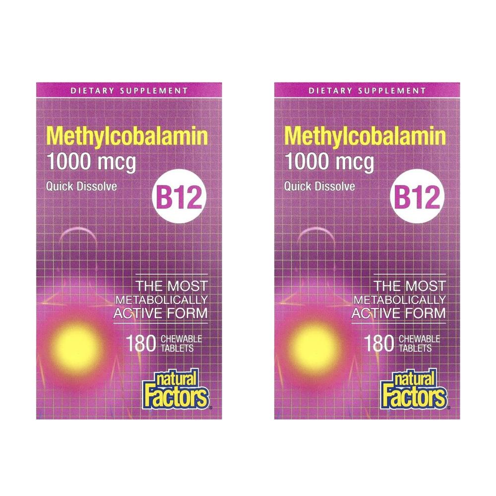 네츄럴팩터 비타민 B12 메틸코발라민 츄어블 1000mcg 180정 (2개) - 상품 이미지