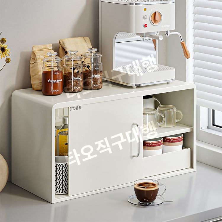 홈카페꾸미기 장식장 미니찬장 그릇장 홈카페장 받침대 커피머신선반 수납 식기장 주방 - 상품 이미지