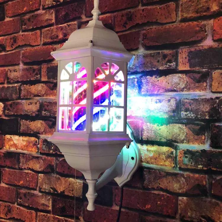 미용실 바버샵 회전 싸인볼 간판 라이트 LED 레트로 헥사곤 블랙 85cm 큐브 크리스탈 - 상품 이미지