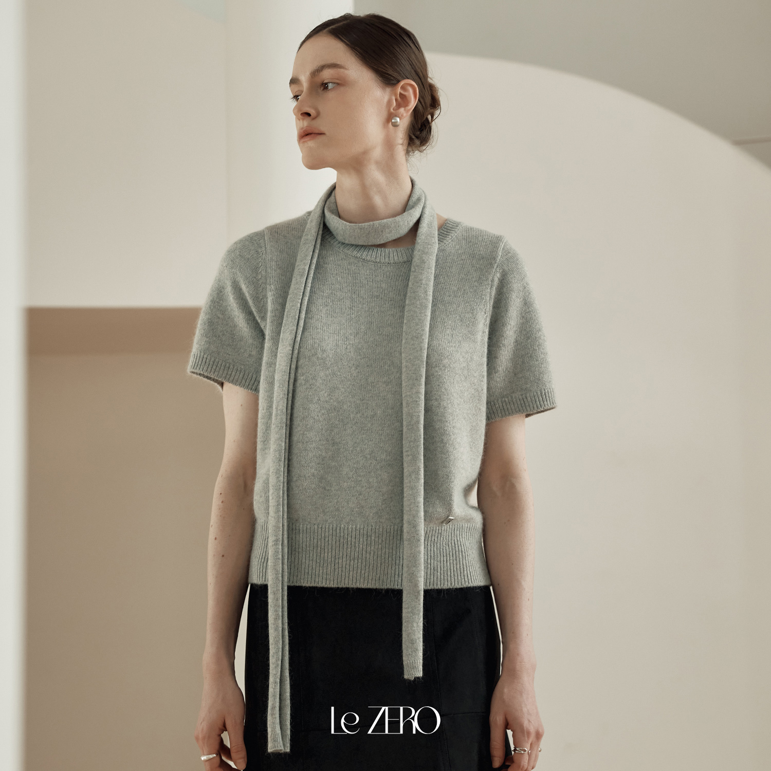 [제로스트릿] [2컬러] 르제로 반팔 앙고라 머플러 세트 LeZERO SHORT-SLEEVE ANGORA MUFFLER SET 제품 이미지