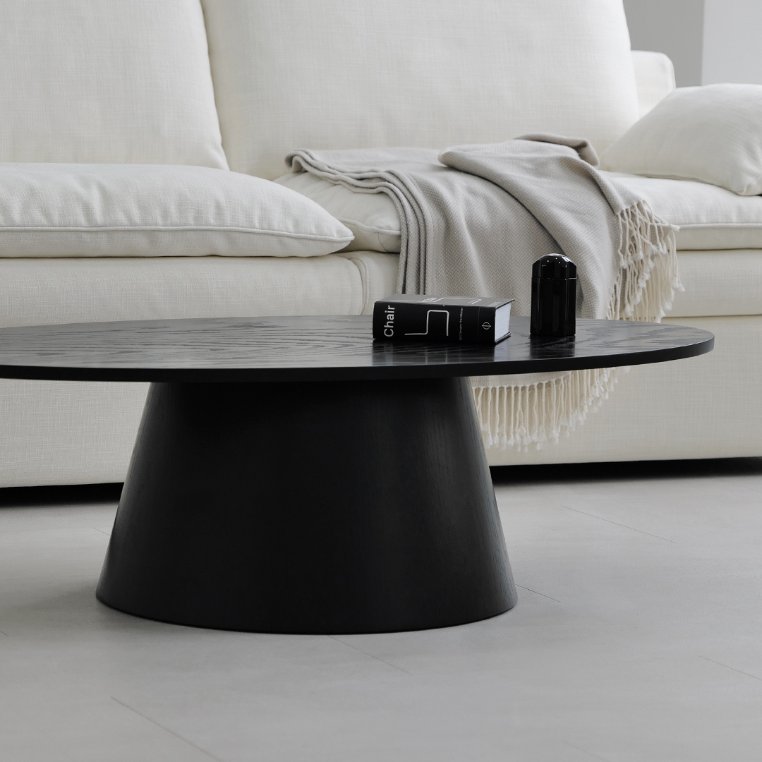 자야캠핑 반타 1719 애쉬원목 타원형 블랙 소파 거실테이블