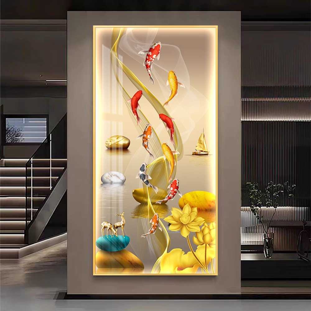 인테리어 LED 조명 풍수 액자 벽걸이 무드 라이트 A형 60x120cm 알루미늄(골드) 이미지 7