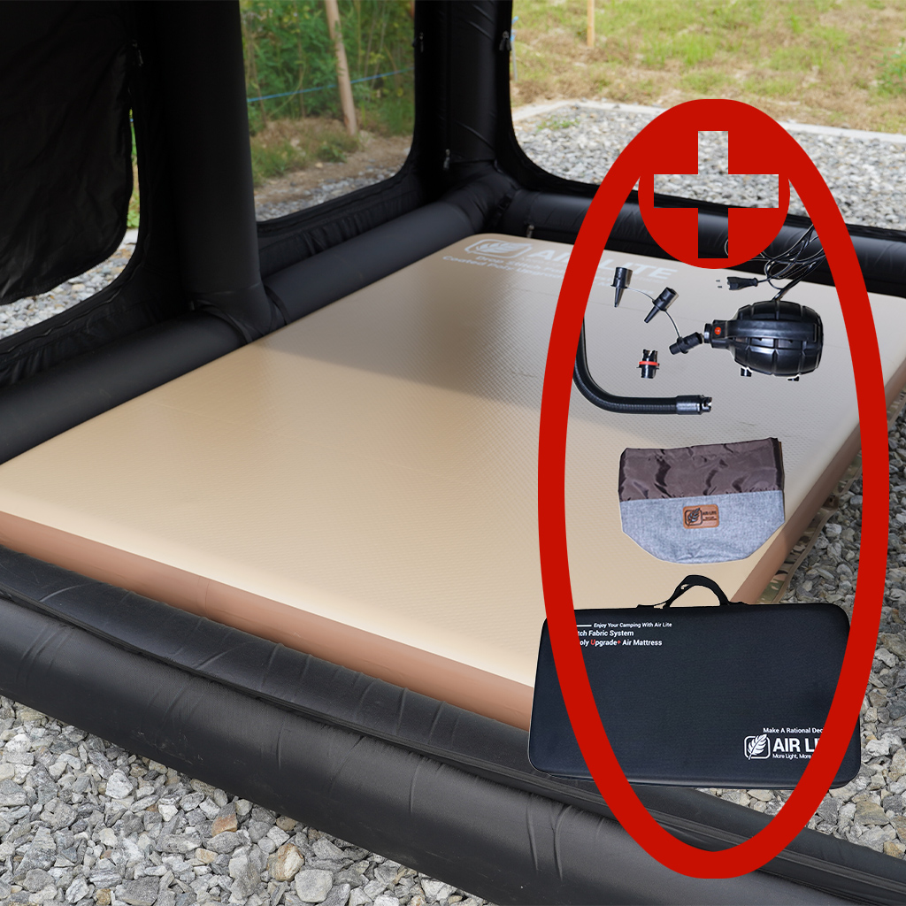 [12x200x200] 캠프웍스 에어매트 경량 캠핑매트 에어라이트 캠핑 매트리스 200x200cm, 12cm, 베이지코코넛