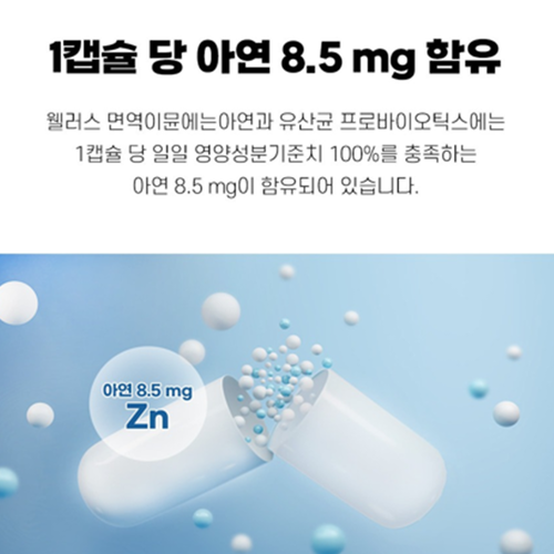 웰러스 면역 이뮨 온가족 아연 유산균 300캡슐 장건강 소장 대장 프로바이오틱스 배변 원활 - 상세 이미지 3